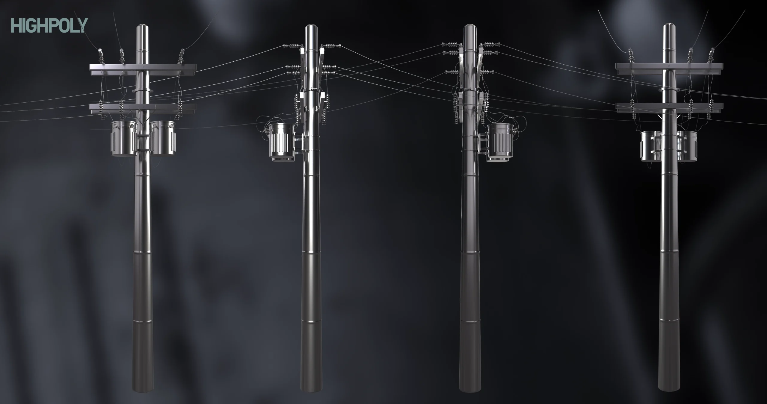 3D model Electric Pole High Poly