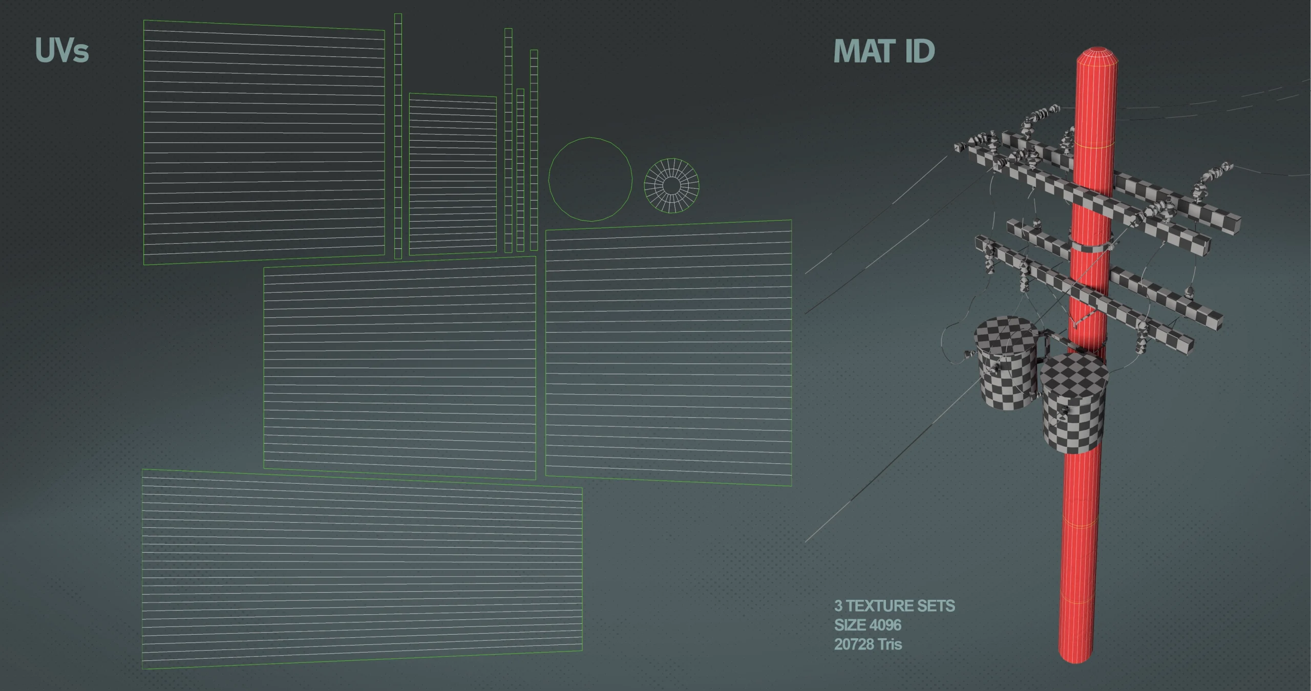 3D model ElectrciPole UVS Material ID_01