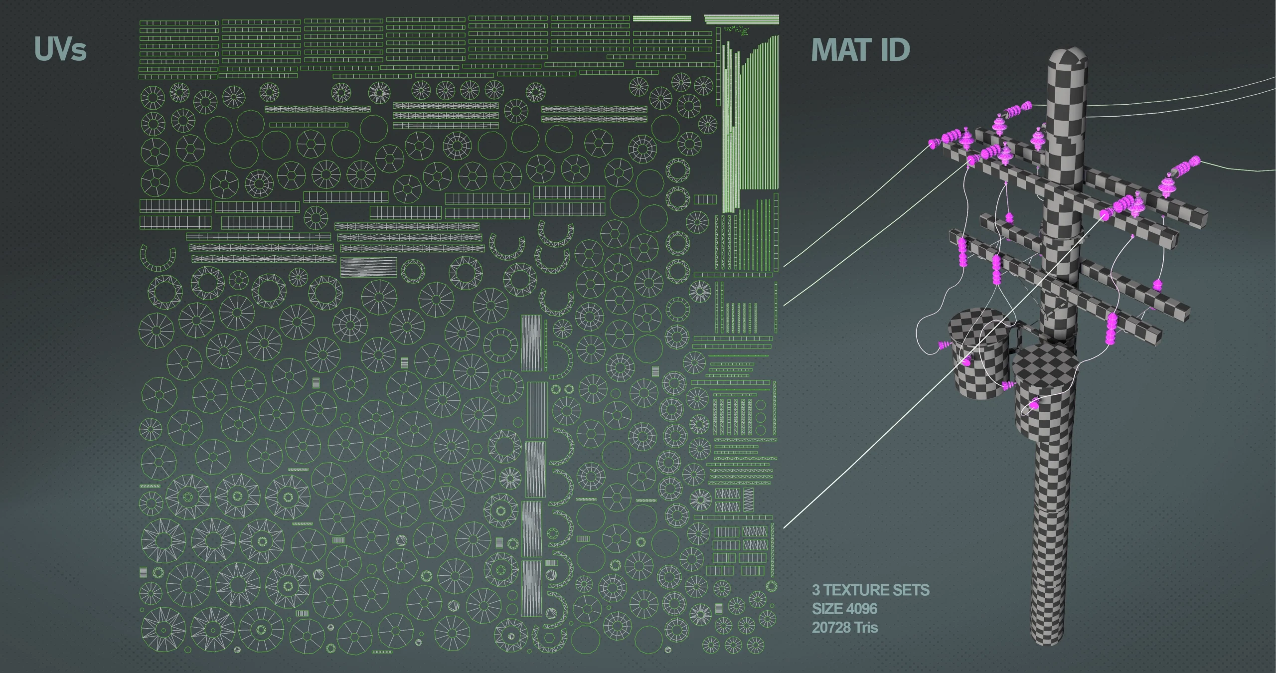 3D model ElectrciPole UVS Material ID_02