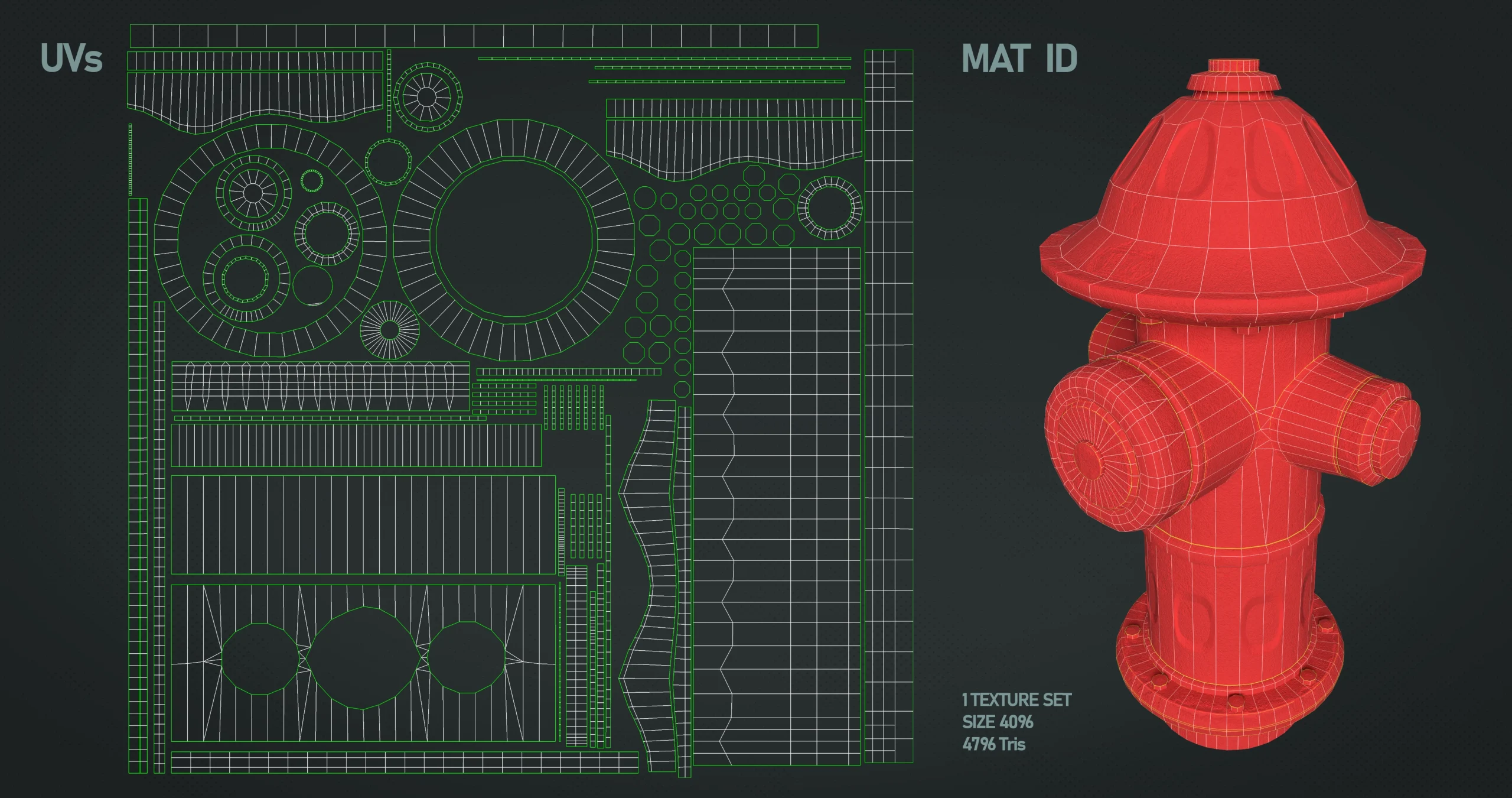 3D model Hydrant UVS Material ID