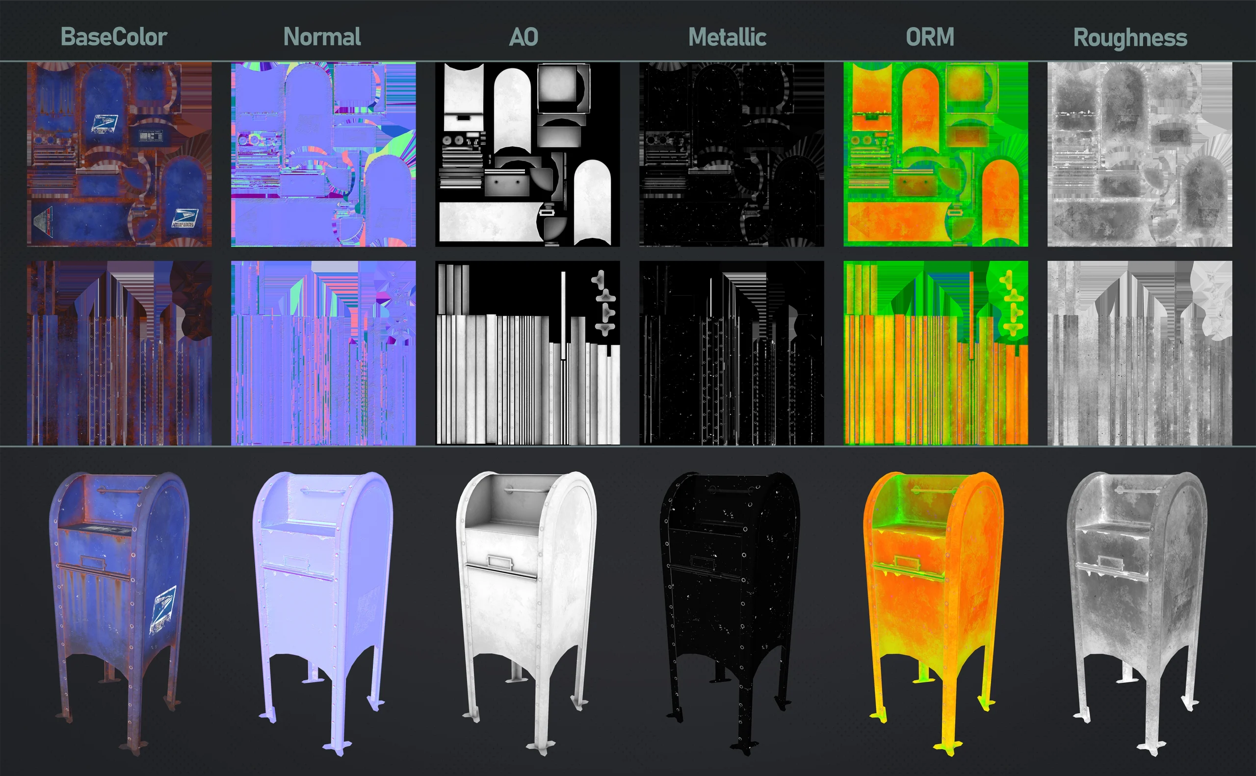 3D model Mailbox Texture maps
