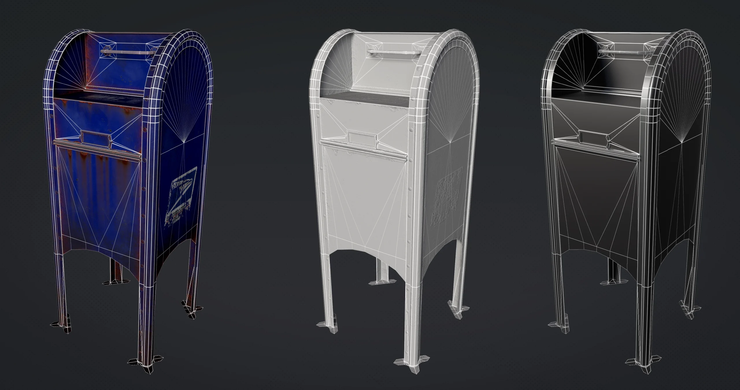 3D model Mailbox Low Poly Mat comparison