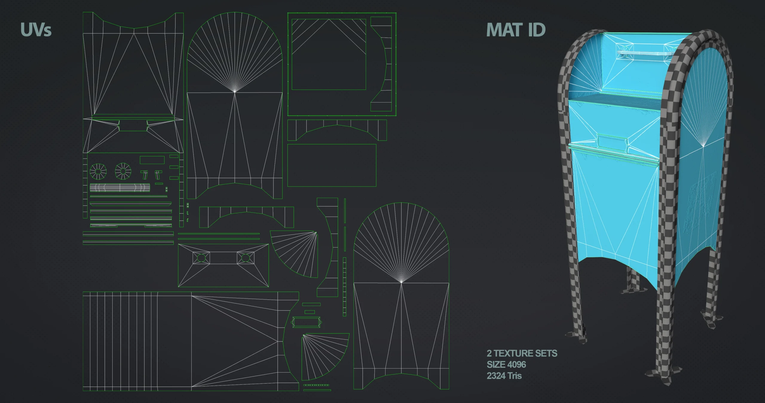 3D model Mailbox UVS Material ID_01