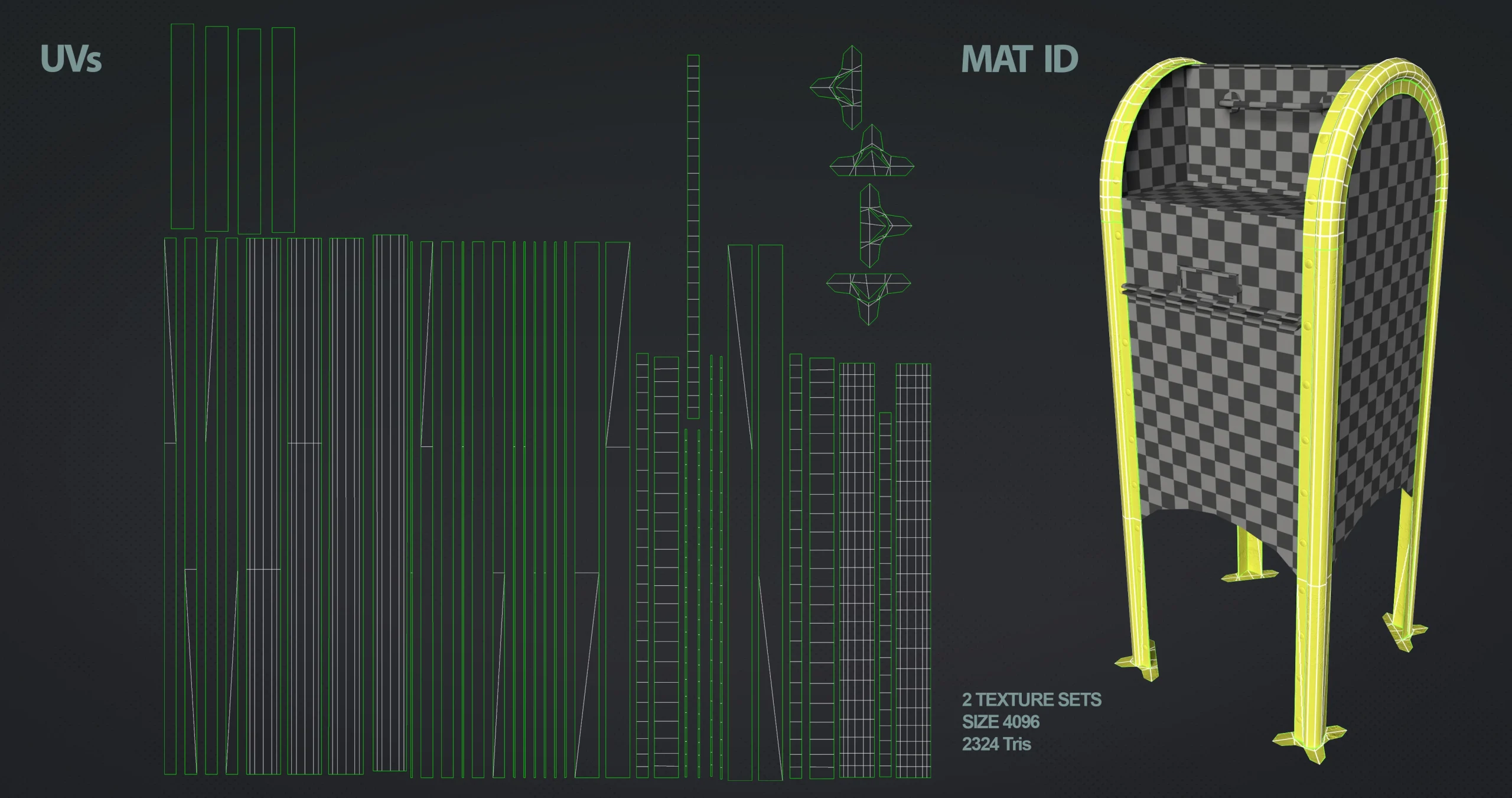 3D model Mailbox UVS Material ID_02